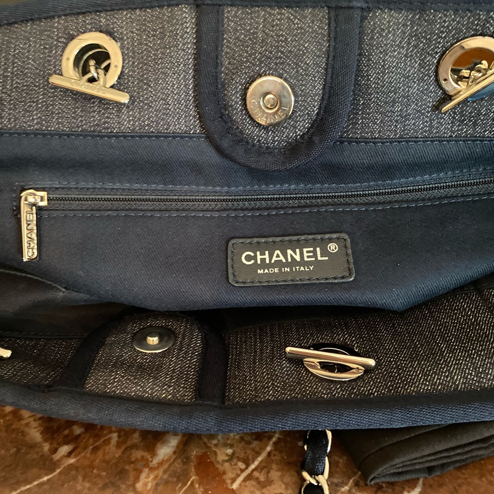 Chanel Deauville Denim Blue Medium MM Tote - Picture 11 of 14
